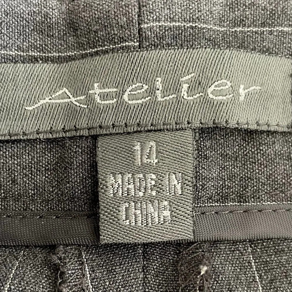 Atelier Straight Leg Poly Blend Washable Striped Pants Grey + White Sz 14 NWT - Picture 8 of 12